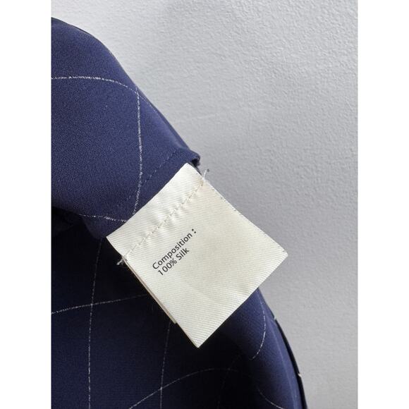 3.1 Phillip Lim Navy Grid Mini Dress Silk Windowpane Check Dolman Sleeve Size 6 - Picture 8 of 9